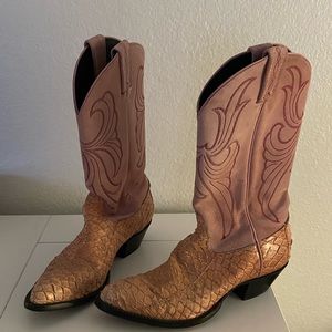 VINTAGE PINK TONY LAMA COWBOY WESTERN BOOTS